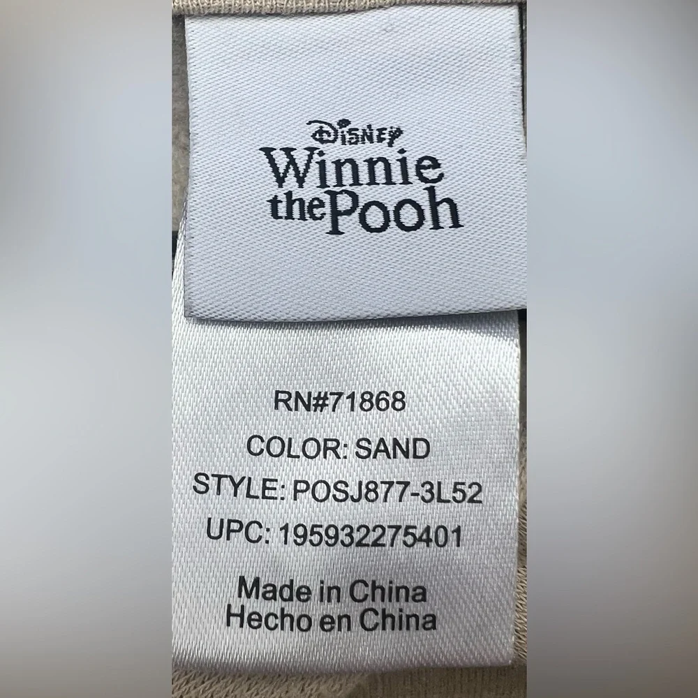 Disney‎ Beige Hoodie with Iconic Winnie the Pooh Design- XLarge - Picture 3 of 4